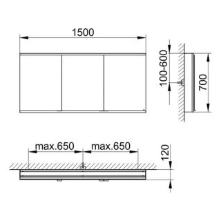 Зеркальный шкаф для ванны Keuco Royal Modular 800311150000300 150 см